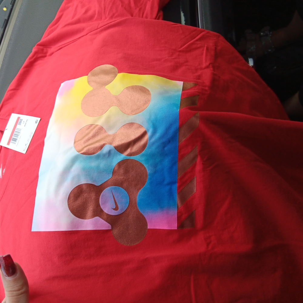 Nike Red Short Sleeve Tee with Multicolor Graphic